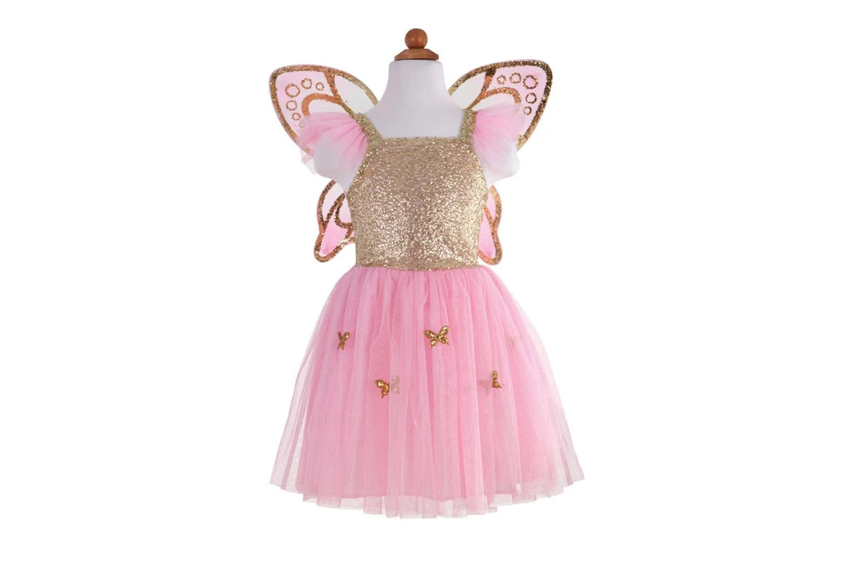 Great Pretenders - Gold Sequins Butterfly Dress & Wings - Size 5-7