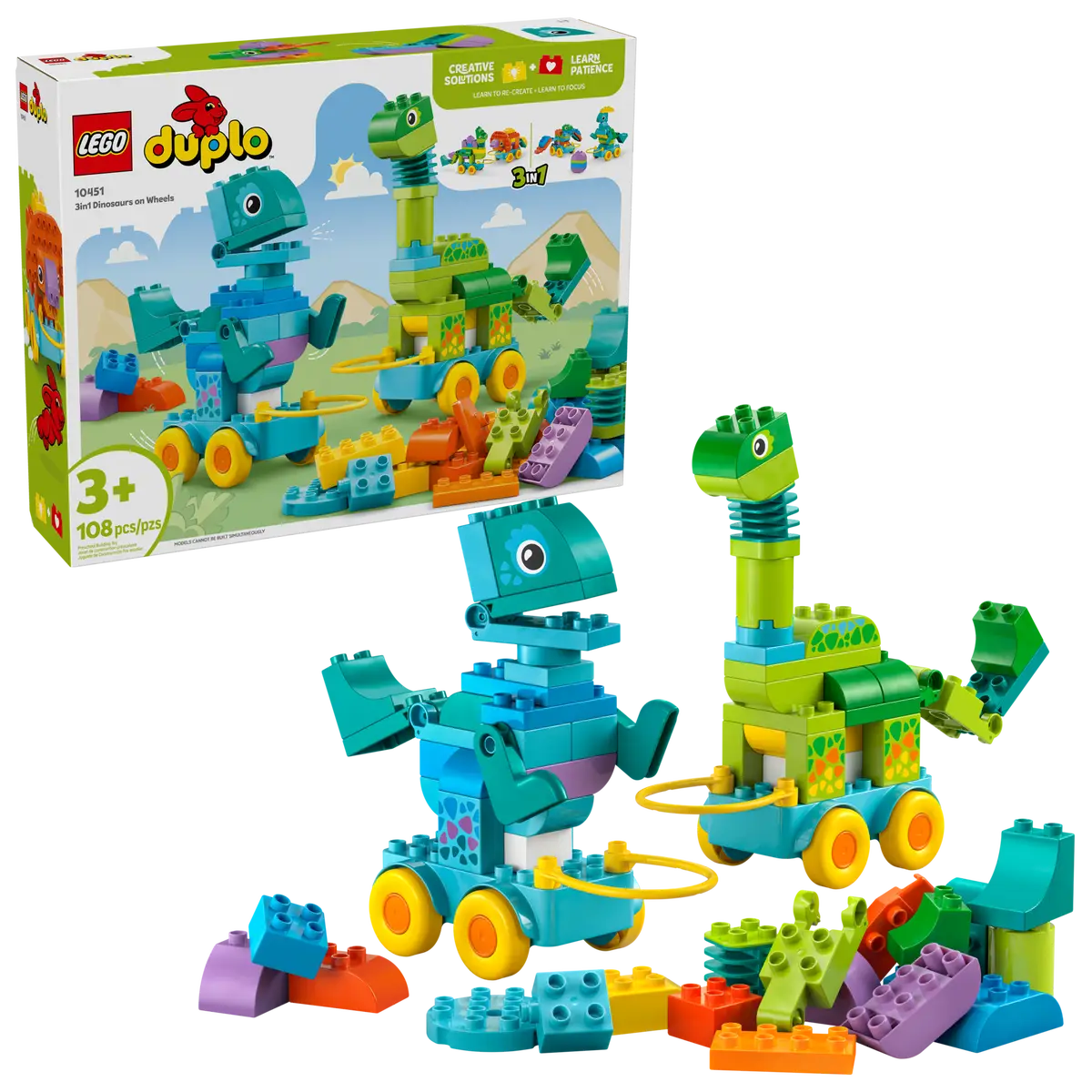 LEGO - Duplo 3 In 1 Dinosaurs on Wheels 10451