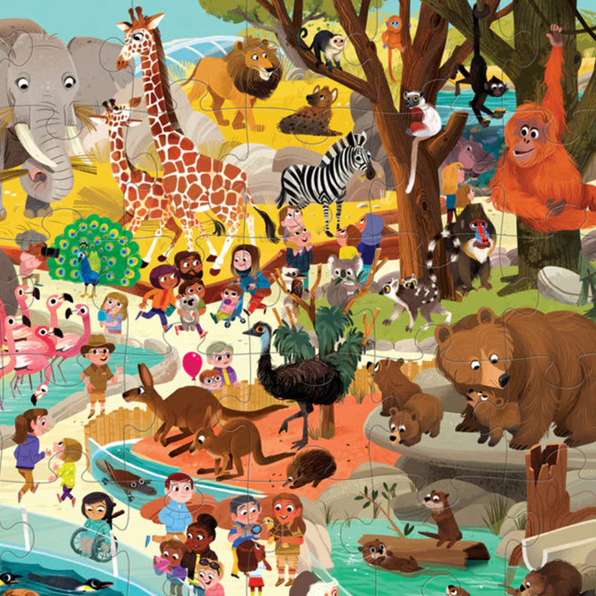 Crocodile Creek - Shaped Puzzle 48pcs - Day At The Museum Zoo