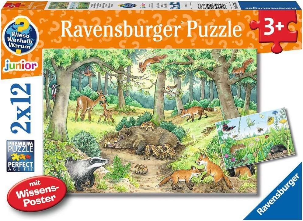 Ravensburger - 2x12pc Animals in the Forest & Meadow Puzzle