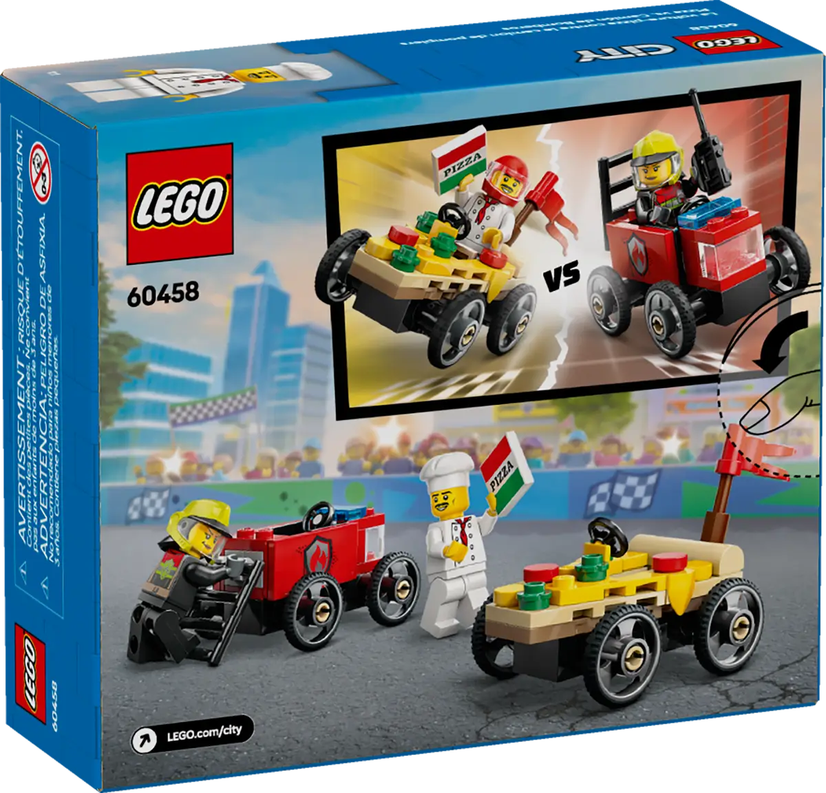 LEGO - City Pizza vs. Fire Truck Race Car Pack 60458