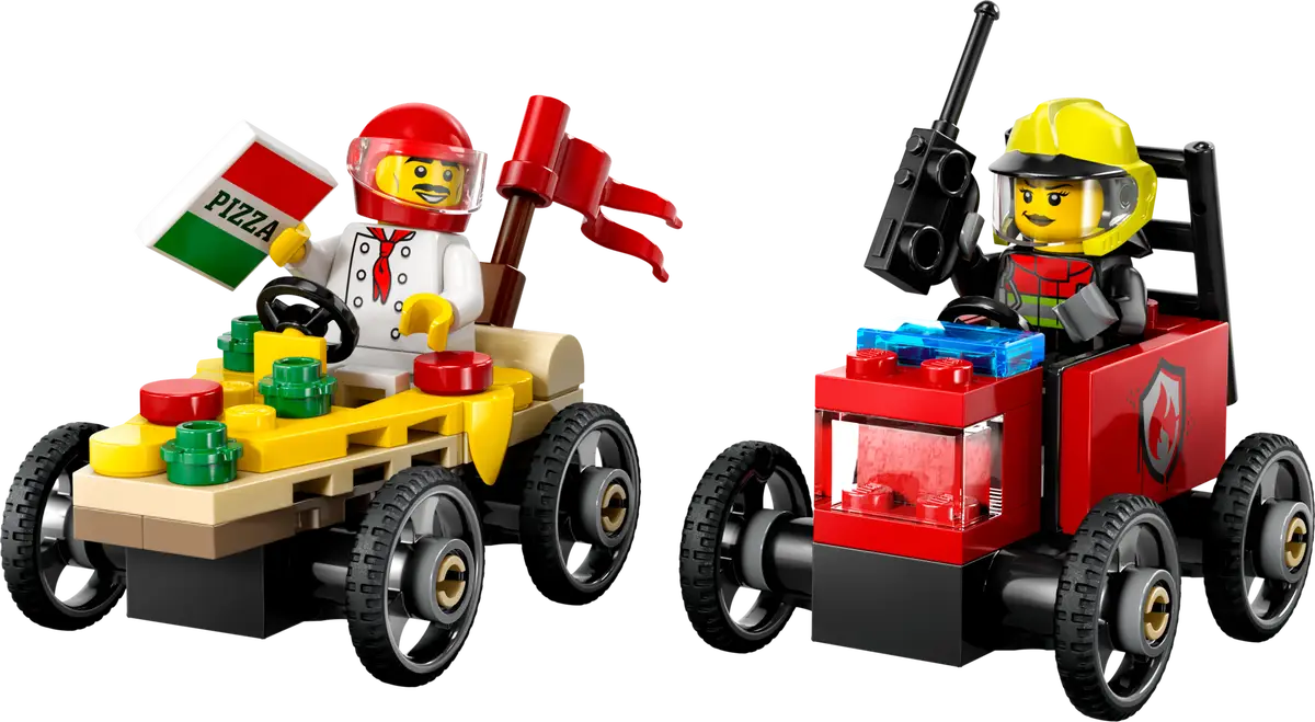 LEGO - City Pizza vs. Fire Truck Race Car Pack 60458