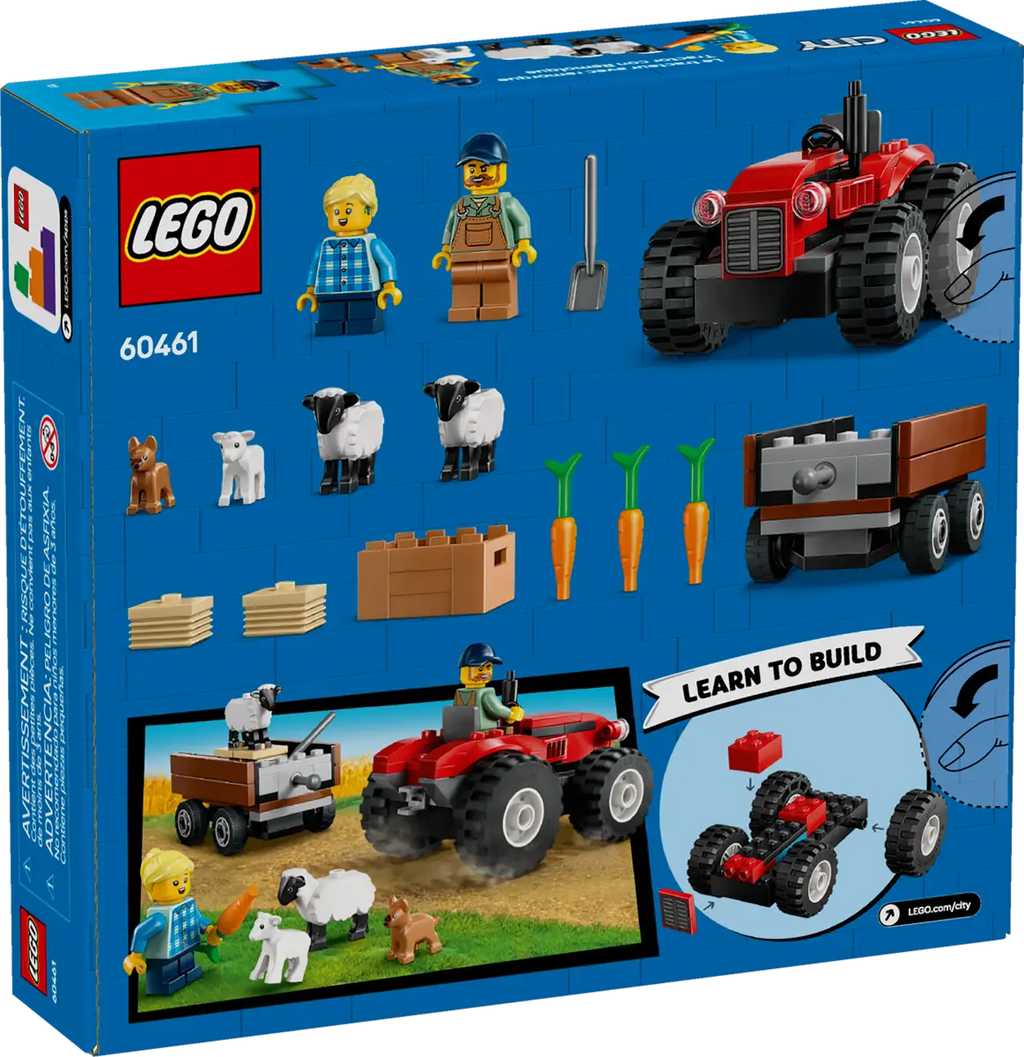 LEGO - City Red Farm Tractor with Trailer & sheep 60461