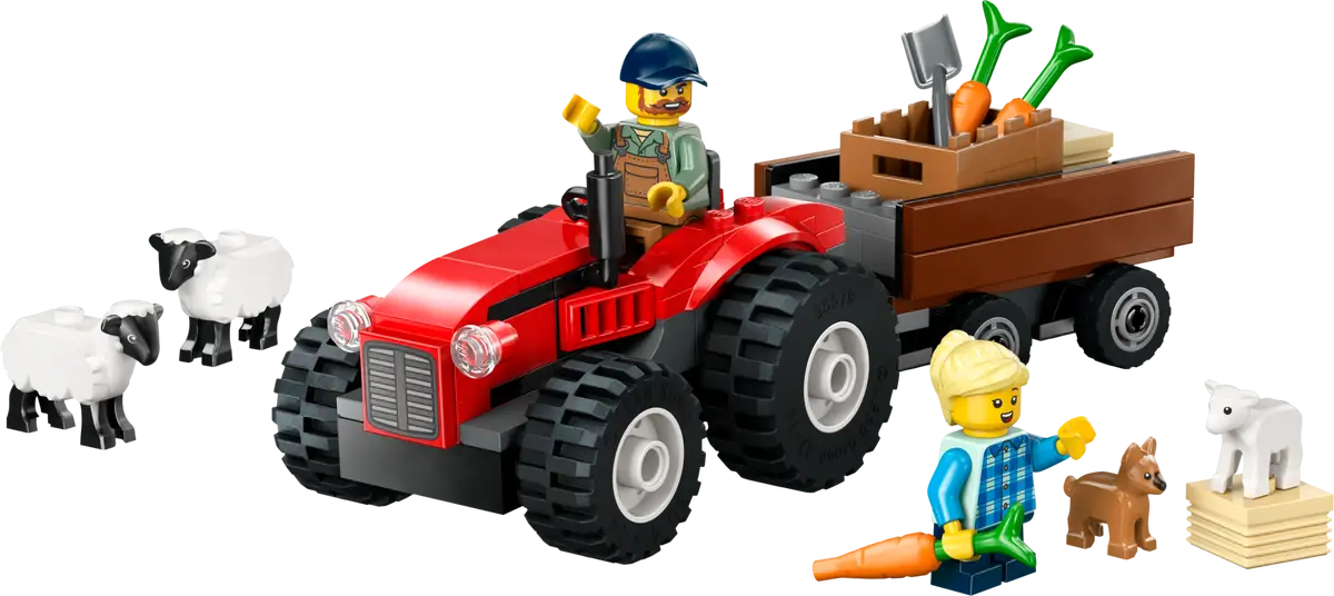LEGO - City Red Farm Tractor with Trailer & sheep 60461