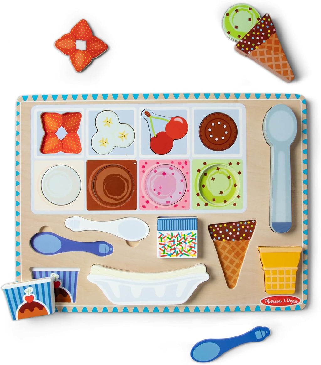 Melissa & Doug - Wooden Ice Cream Magnetic Puzzle Play