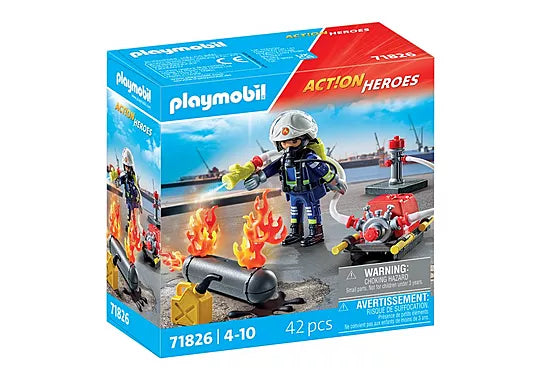 Playmobil - Firefighter with Water Pump 71826