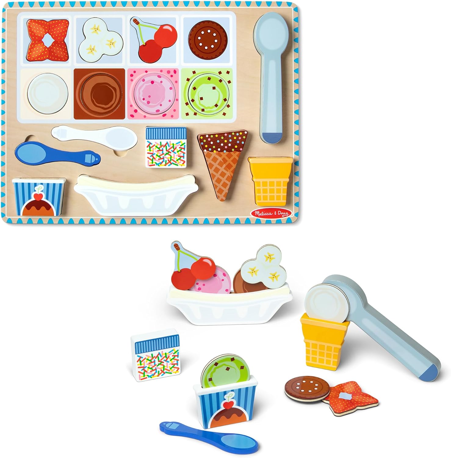 Melissa & Doug - Wooden Ice Cream Magnetic Puzzle Play