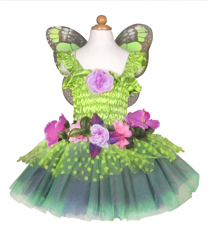 Great Pretenders - Green Fairy Blooms Deluxe Dress with Wings - Size 3-4