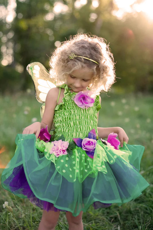 Great Pretenders - Green Fairy Blooms Deluxe Dress with Wings - Size 3-4