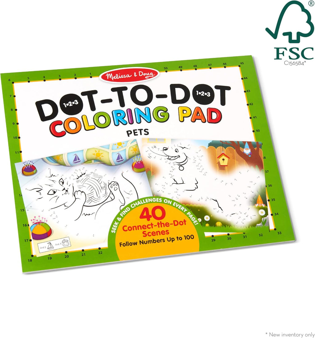 Melissa & Doug - 123 Dot-to-Dot Coloring Pad - Pets