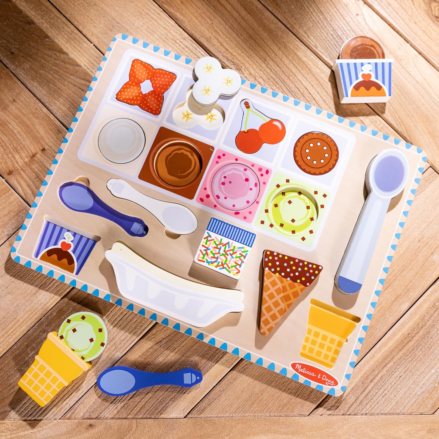 Melissa & Doug - Wooden Ice Cream Magnetic Puzzle Play