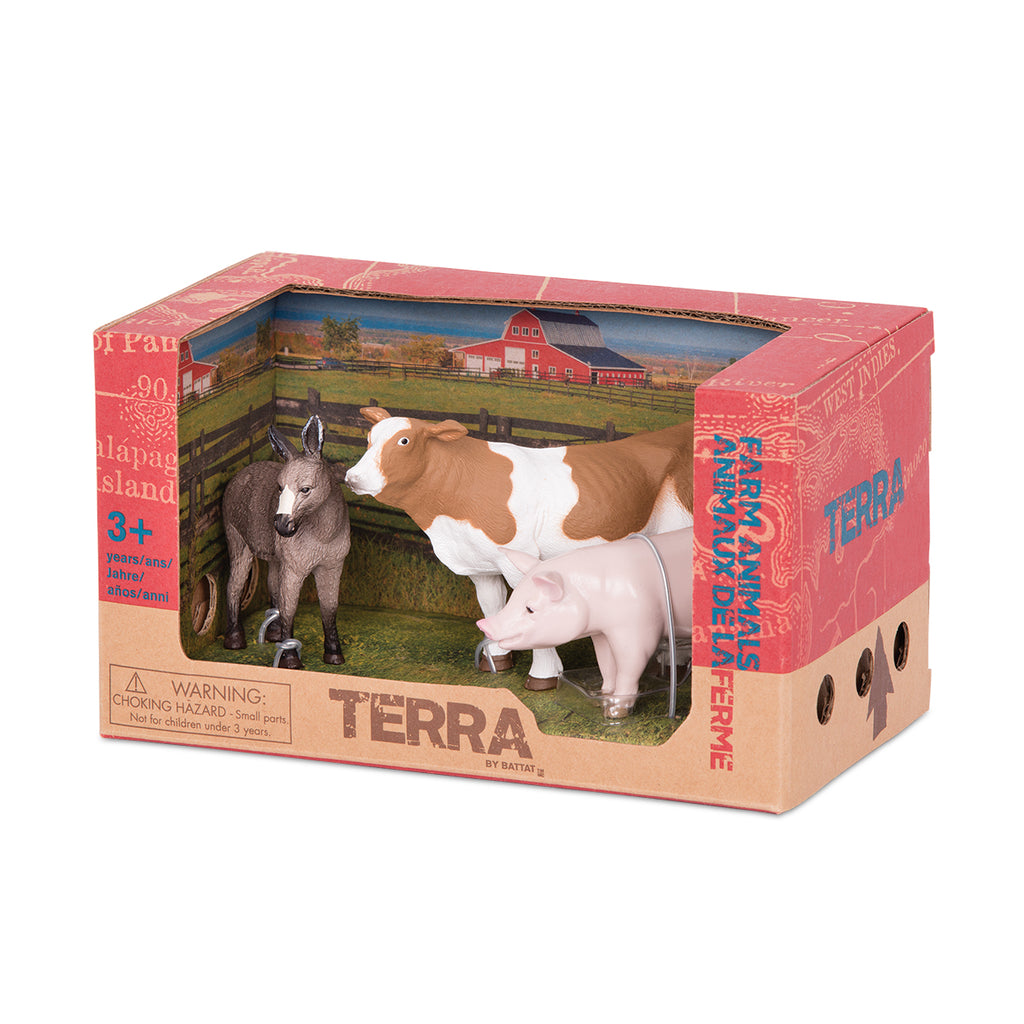 Terra - Farm Animals (3) Donkey, Pig & Cow