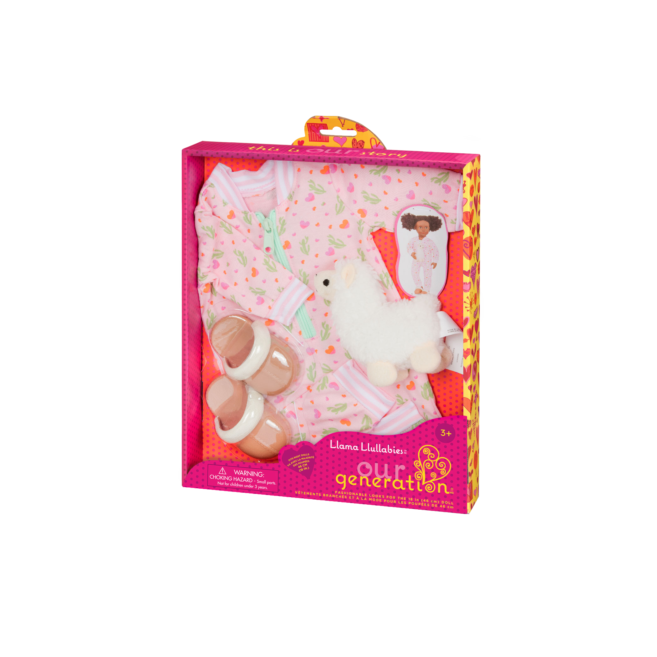 Pajamas and llama plushie for 18-inch doll