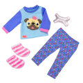 Pug-themed pajamas for 18-inch doll