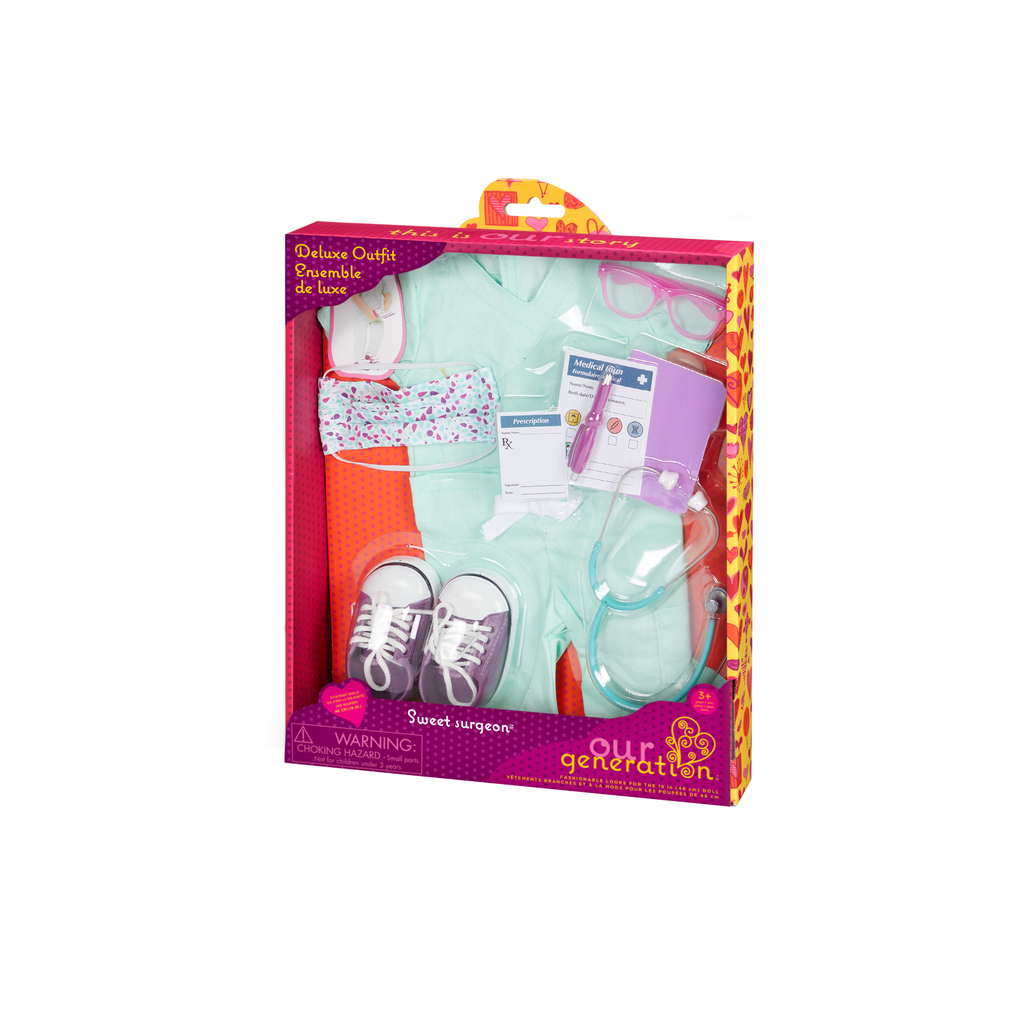 Surgeon scrubs and accessories for 18-inch doll