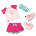 Flamingo Dreaming Pajama Outfit for 18-inch Dolls Pink Slippers