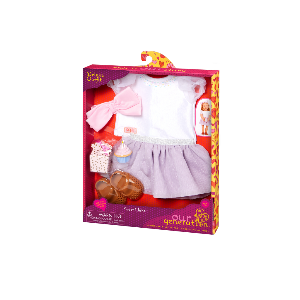 Package of Sweet Wishes outfits and accessories for 18-inch dolls