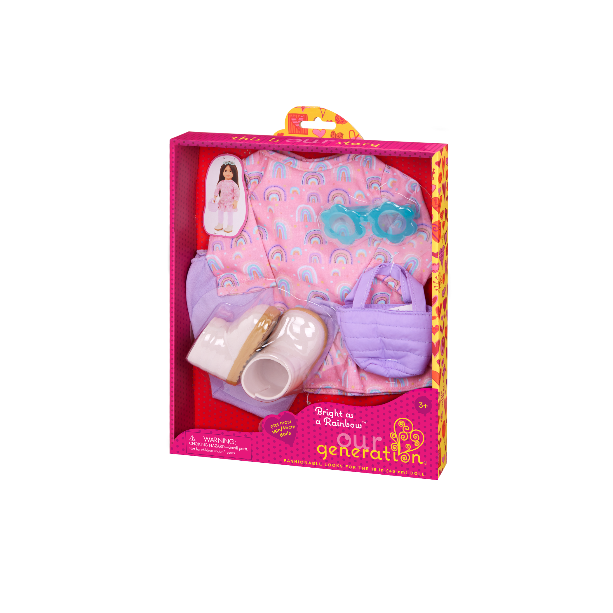 Our Generation Bright as a Rainbow Outfit for 18-inch Dolls package