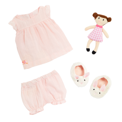 Pajama Outfit with Plush Toy for 18-inch Dolls