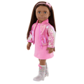 Our Generation Deluxe Outfit Splash of Pink including pink dress, shiny pink jacket, socks boots and headband