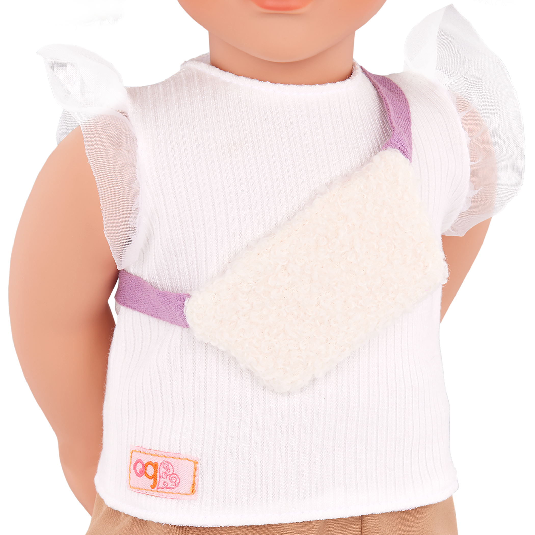 Our Generation white shirt and brown pants summer outfit for 18 inch dolls