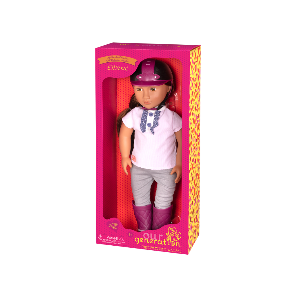 18-inch equestrian doll with reddish-brown hair and hazel eyes