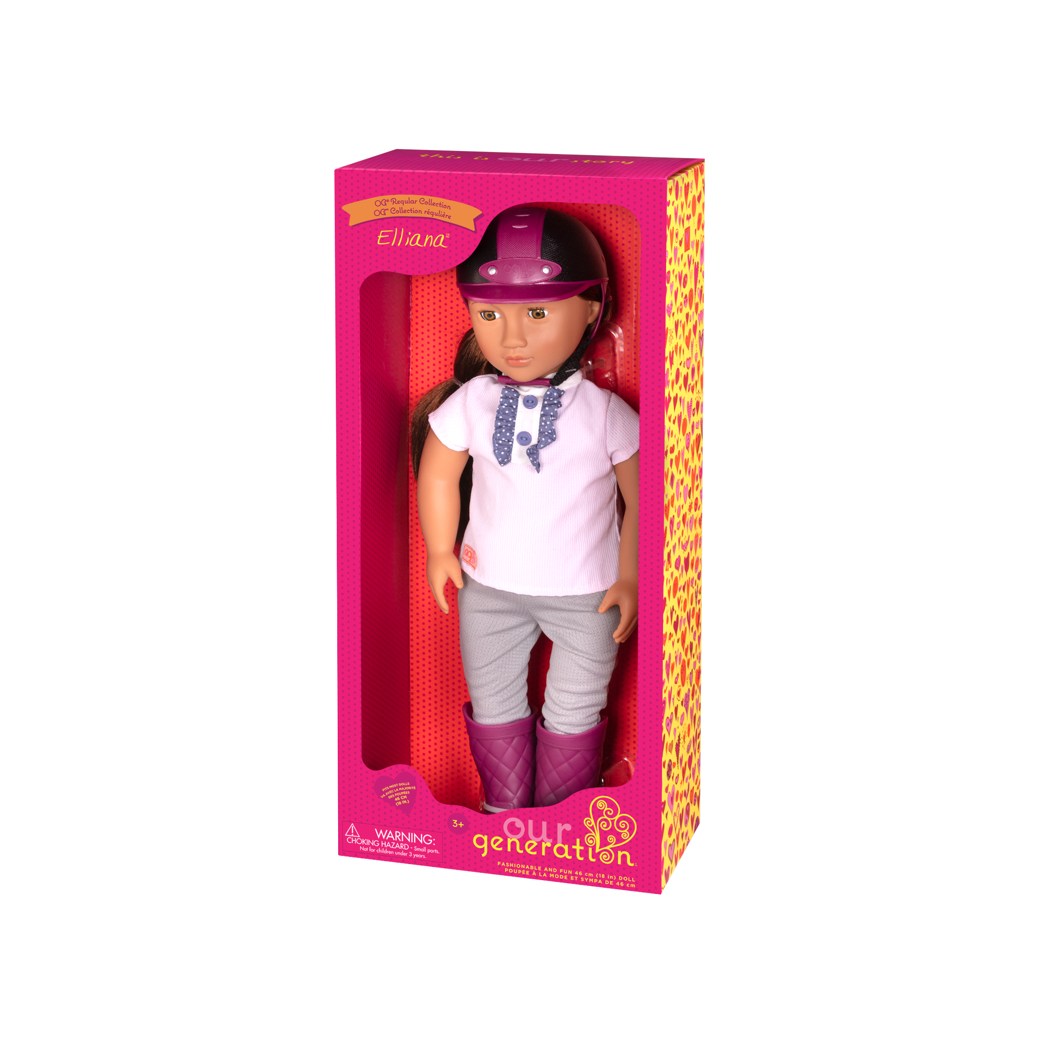 18-inch equestrian doll with reddish-brown hair and hazel eyes