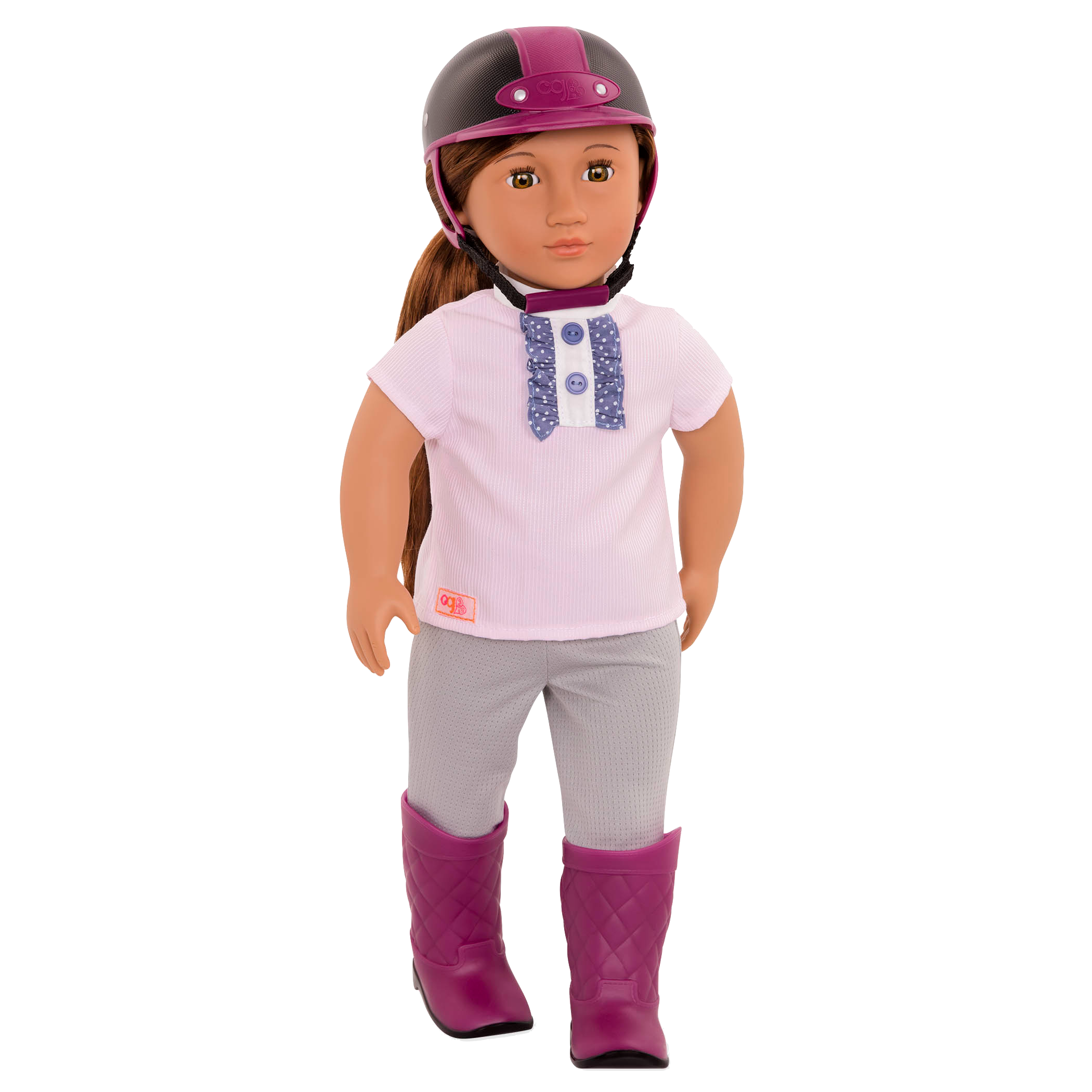18-inch equestrian doll with reddish-brown hair and hazel eyes