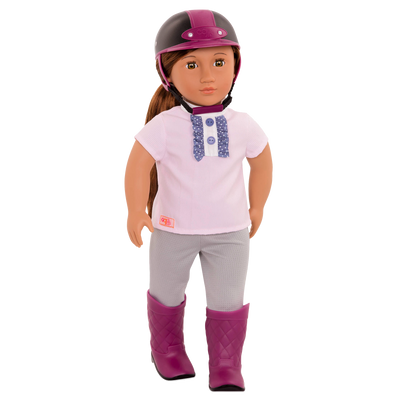 18-inch equestrian doll with reddish-brown hair and hazel eyes