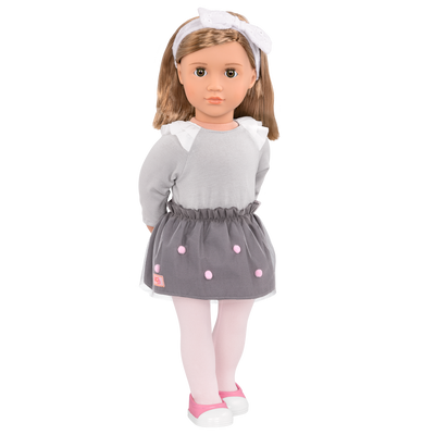 18-inch doll with light-brown hair and green eyes
