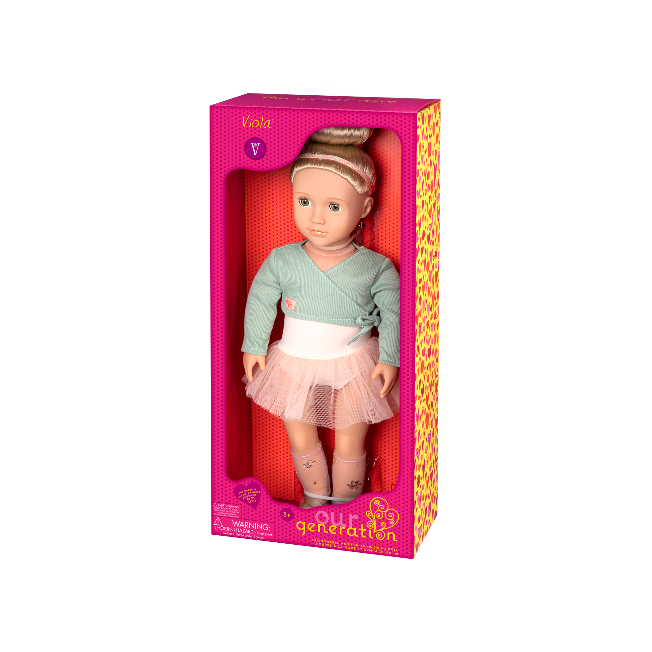 18-inch ballet doll with blonde hair and green eyes