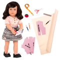 18-inch fashion designer doll with dark-brown hair, blue eyes and designing accessories