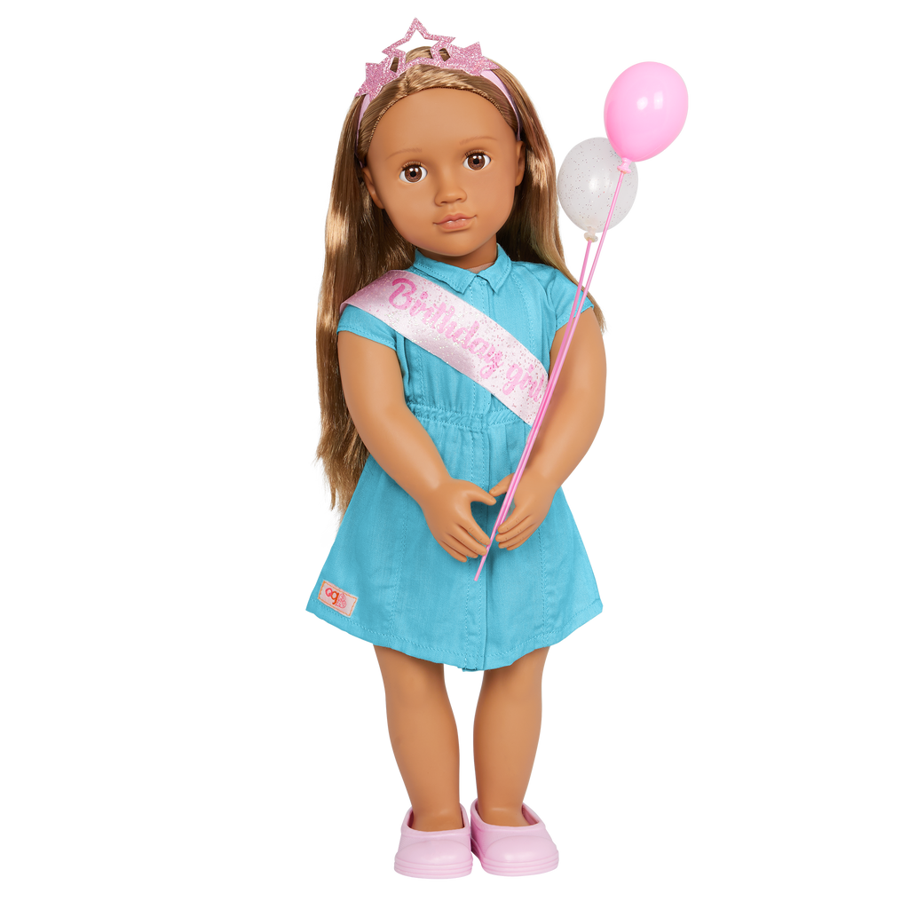 Our Generation Anita birthday girl 18-inch Doll brown haired and brown eyed doll for anniversary occasion