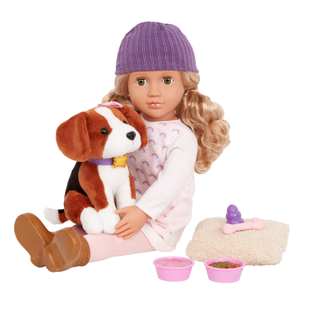 Our Generation 18-inch Doll Ember & Pet Dog Plush Elsie