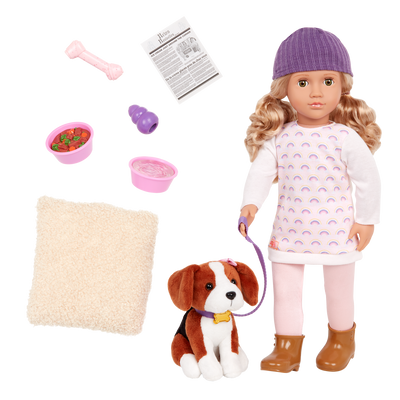 Our Generation 18-inch Doll Ember & Pet Dog Plush Elsie
