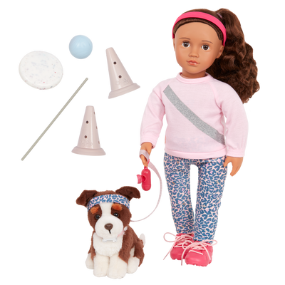Our Generation 18-inch Dog Trainer Doll Natalia & Pet Plush Nillie