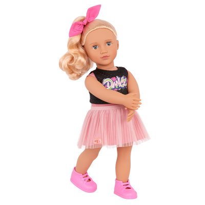 Our Generation Lourdes 18-inch doll with blonde hair and blue eyes dance and activity