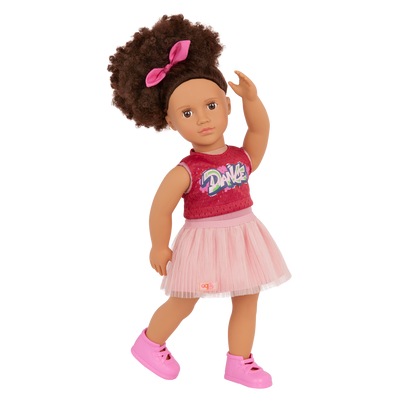 Our Generation Catalina 18-inch Doll curly brown haired and brown eyed doll with dancing active theme