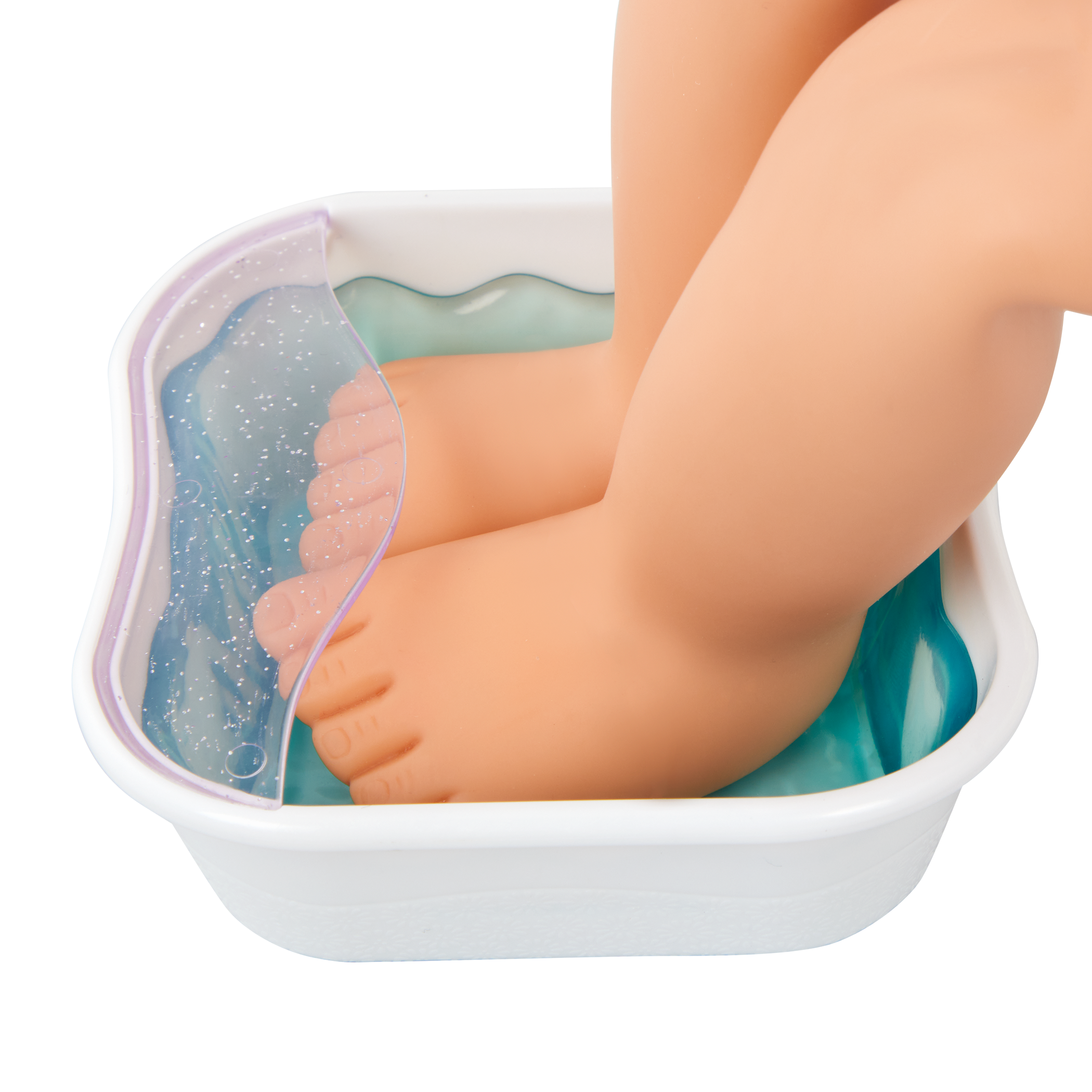 Our Generation foot bath spa playset with 18 inch doll with blond hair and hazel eyes