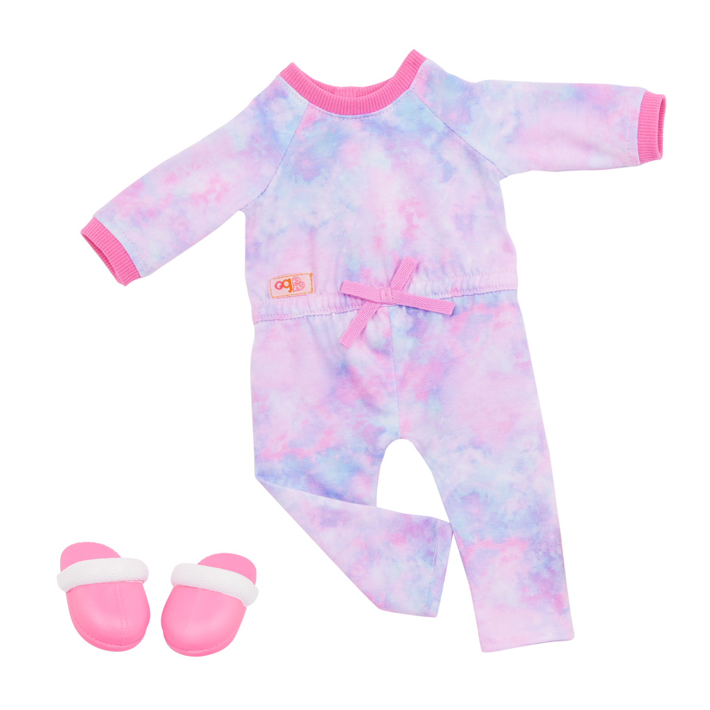 Our Generation Luna 18-inch doll with brown hair and brown eyes slumber party pajama
