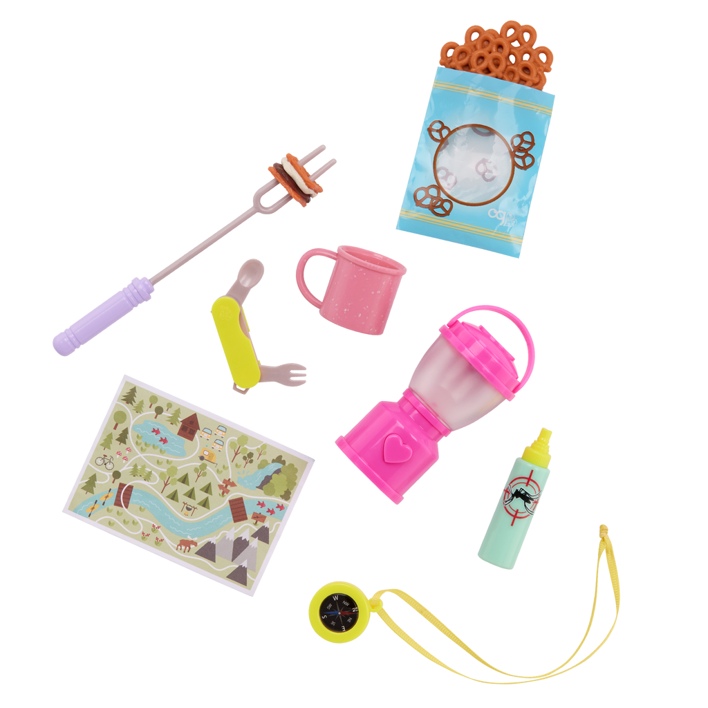 Our Generation 18-inch Doll Elissa with camping accessories