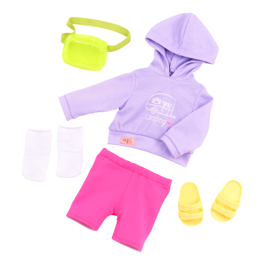 Our Generation 18-inch Doll Elissa with camping accessories