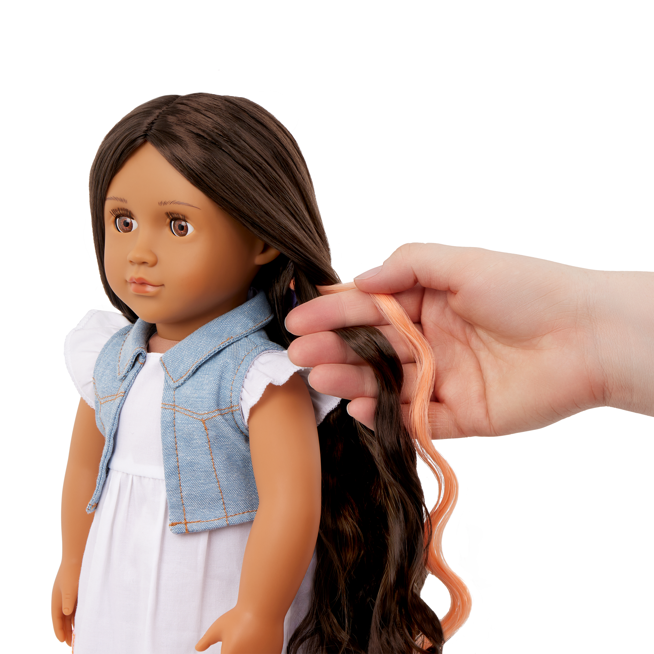 Our Generation Perla a 18 inch doll with brown hair and brown eyes hairstyle fashion playset