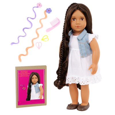 Our Generation Hair Play 18-inch Doll Perla with Hair Accessories
