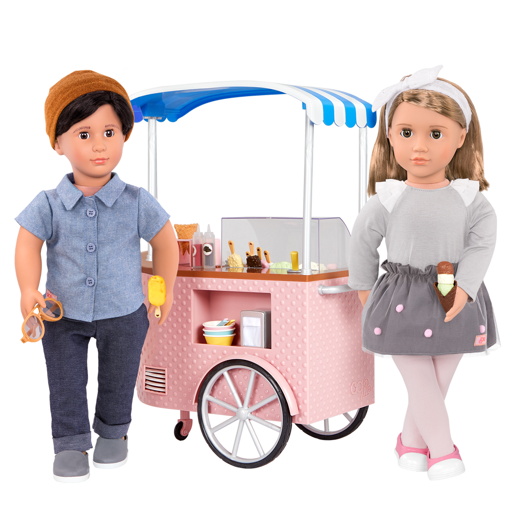 18-inch doll with ice cream cart playset