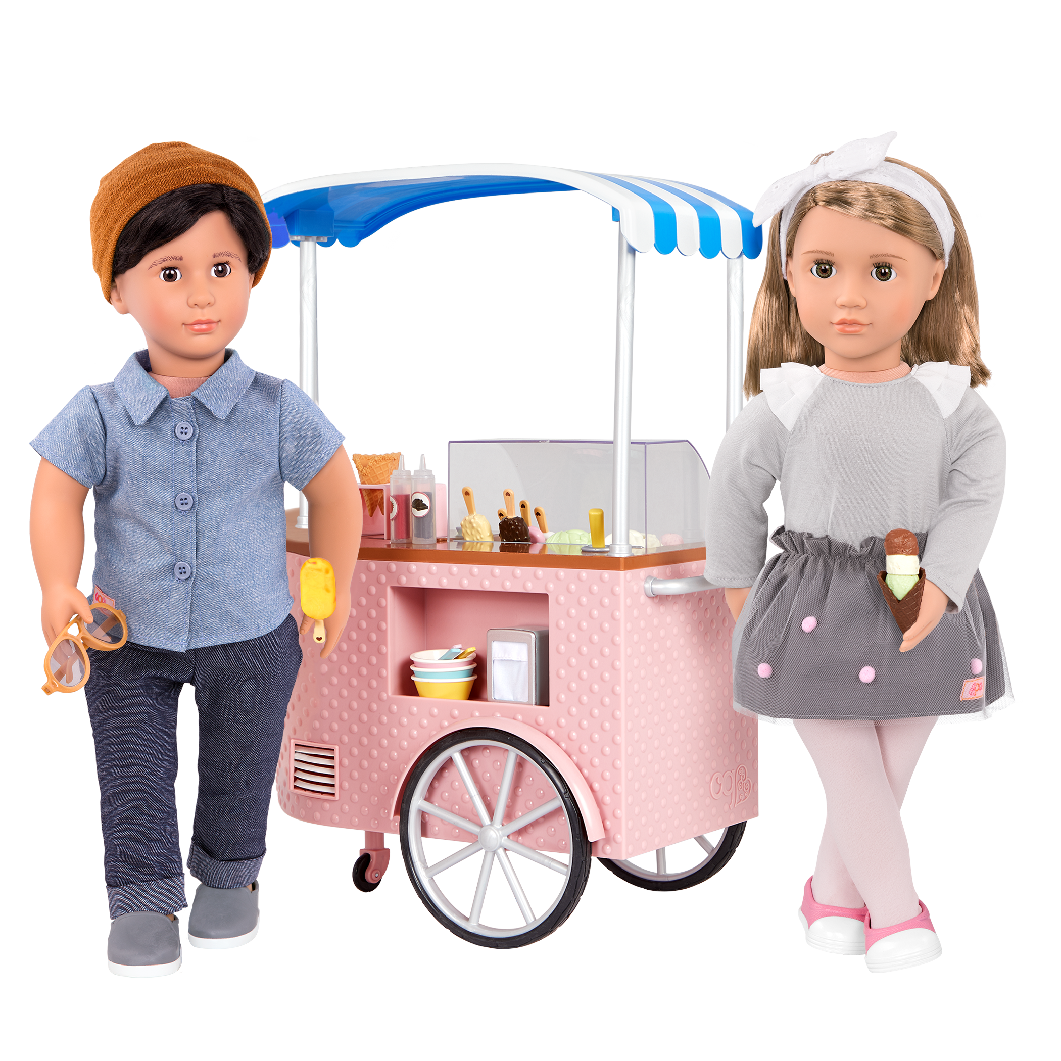 18-inch doll with ice cream cart playset