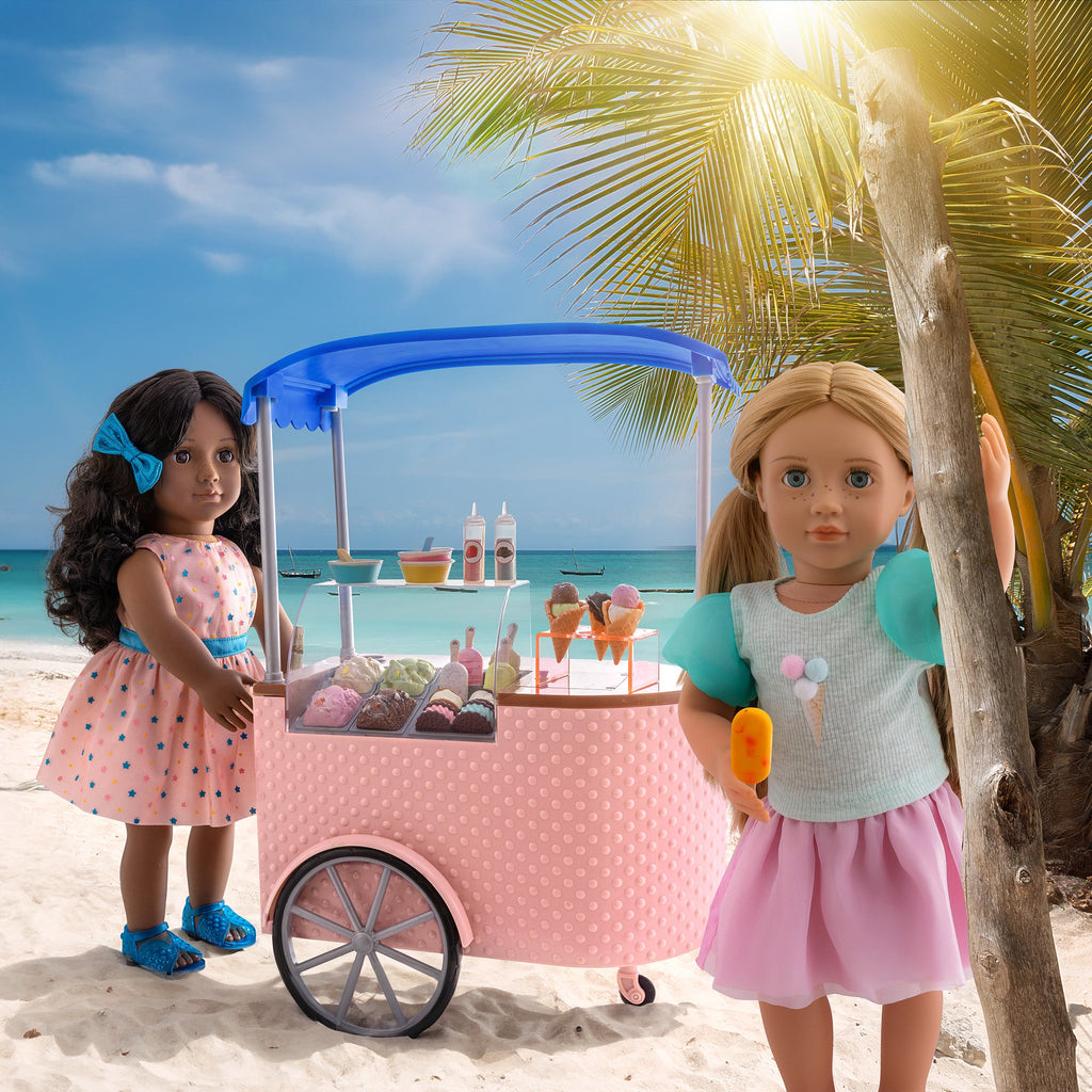18-inch doll with ice cream cart playset