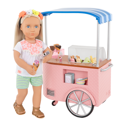 18-inch doll with ice cream cart playset