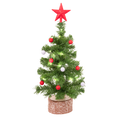 Toy Christmas tree with lights, ornaments and star
