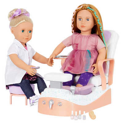 Two 18-inch doll using spa chair playset
